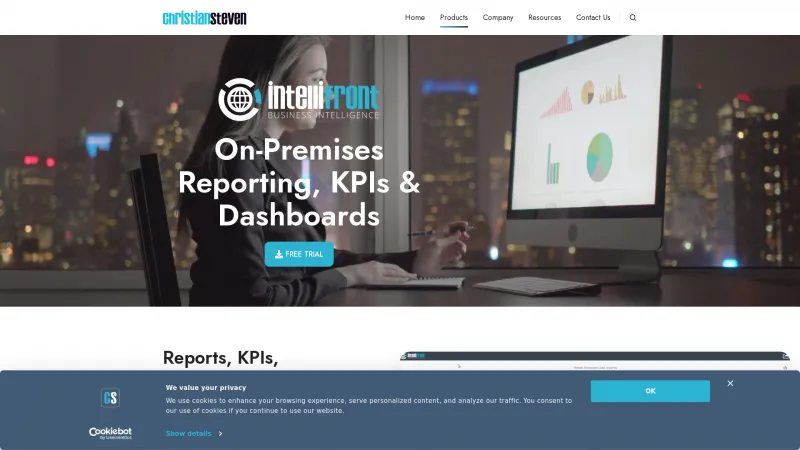 Homepage of IntelliFront BI