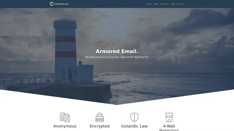 Homepage of CTemplar