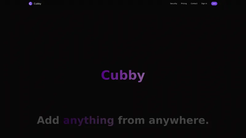 Homepage of Cubby