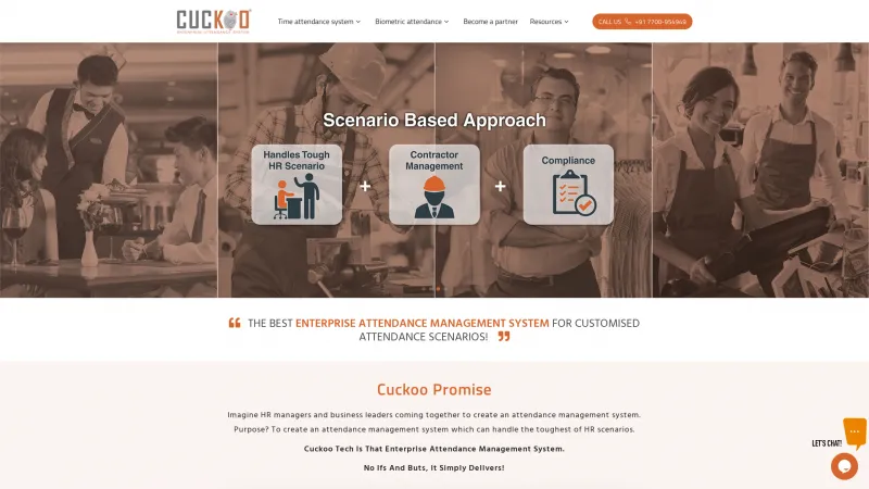 Homepage of Cuckoo Tech Biometric Attendance