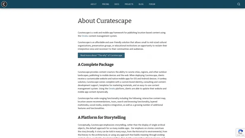 Homepage of Curatescape