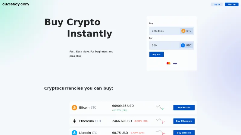 Homepage of Currency.com