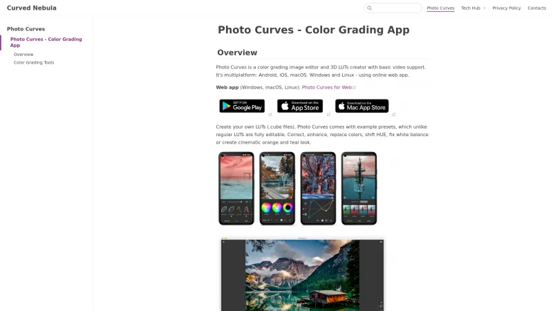 Homepage of Photo Curves