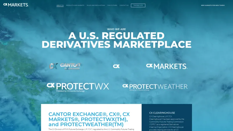 Homepage of CX Markets