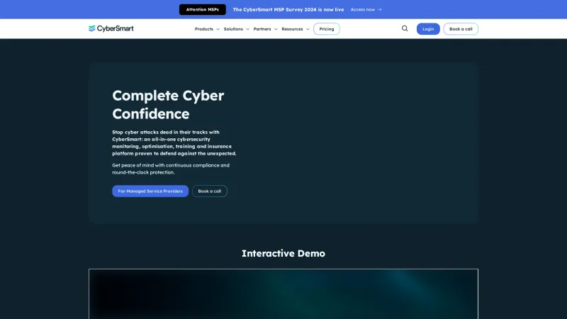 Homepage of CyberSmart