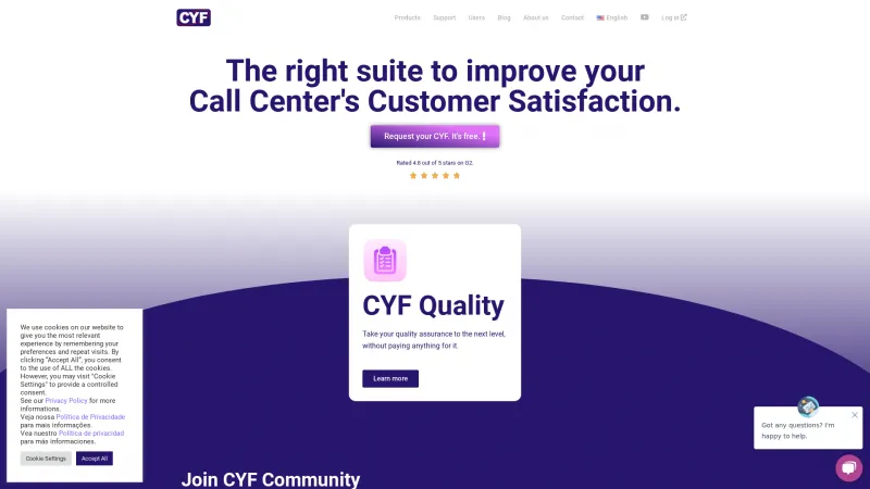 Homepage of CYF Quality