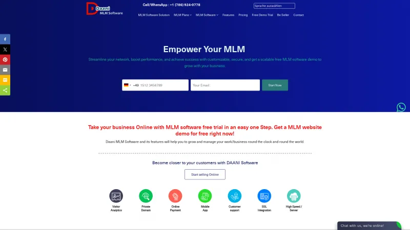 Homepage of Daani MLM Software