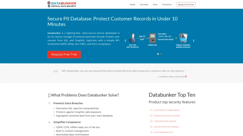 Homepage of Databunker