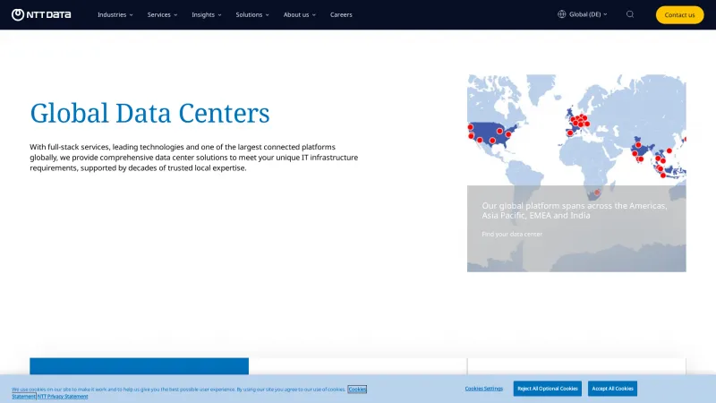 Homepage of NTT Global Data Centers