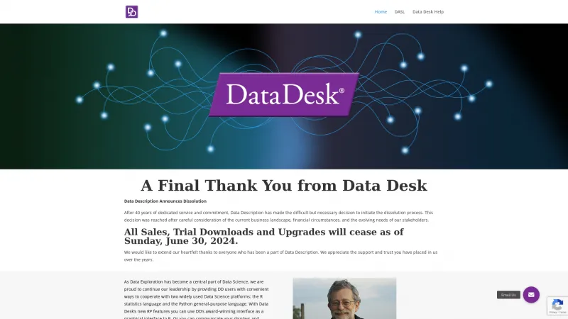 Homepage of Data Desk