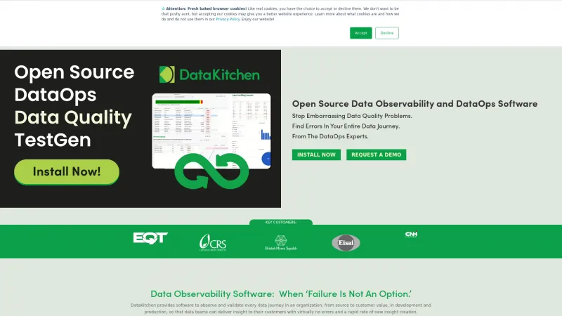 Homepage of DataKitchen