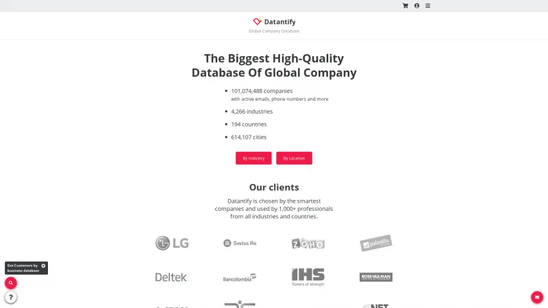 Homepage of Datantify