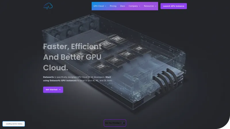 Homepage of Dataoorts GPU Cloud