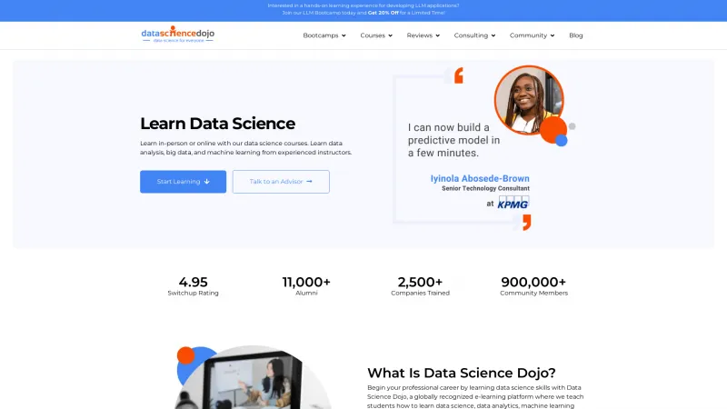 Homepage of Data Science Dojo