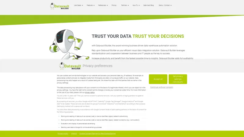 Homepage of Datavault Builder