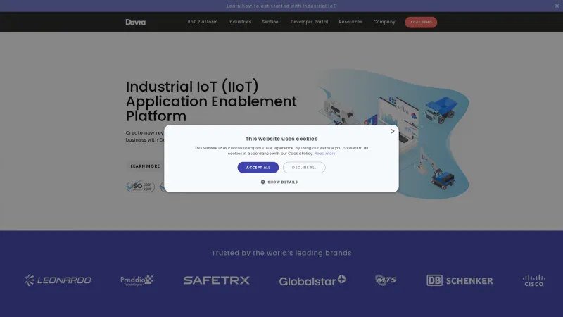 Homepage of Davra IoT Platform