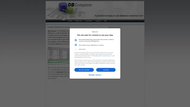 Homepage of DBComparer