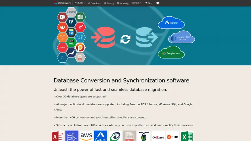 Homepage of DBConvert