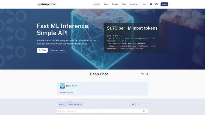 Homepage of Deep Infra