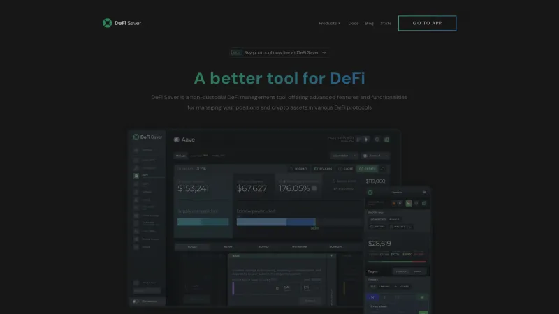 Homepage of DeFi Saver