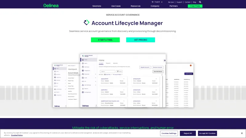 Homepage of Delinea Account Lifecycle Manager