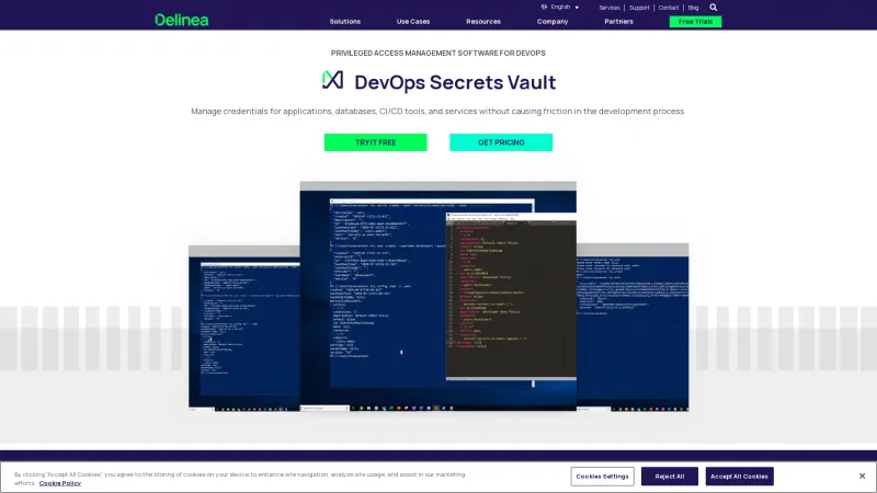 Homepage of Delinea DevOps Secret Vault