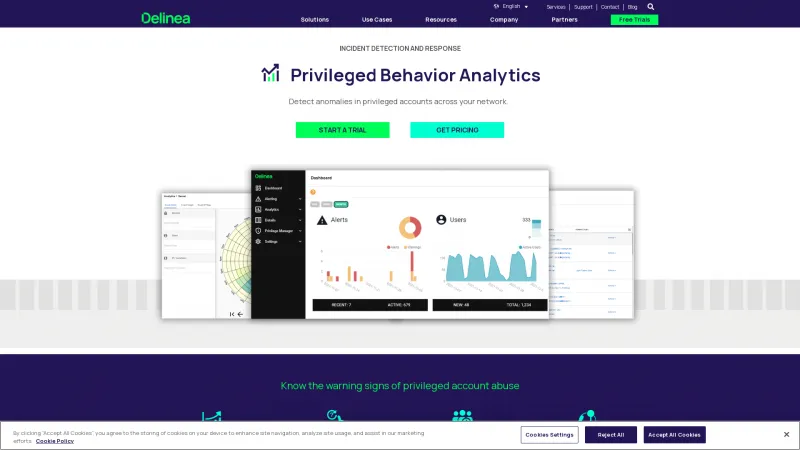 Homepage of Delinea Privileged Behavior Analytics