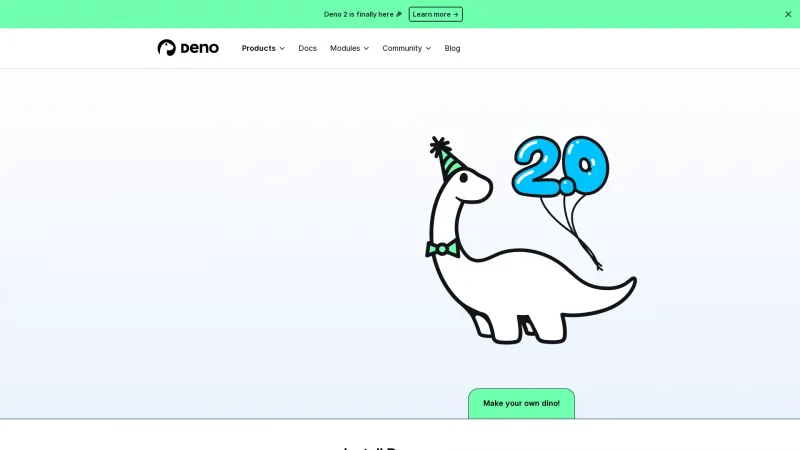 Homepage of Deno