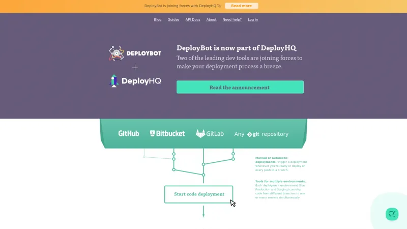 Homepage of DeployBot