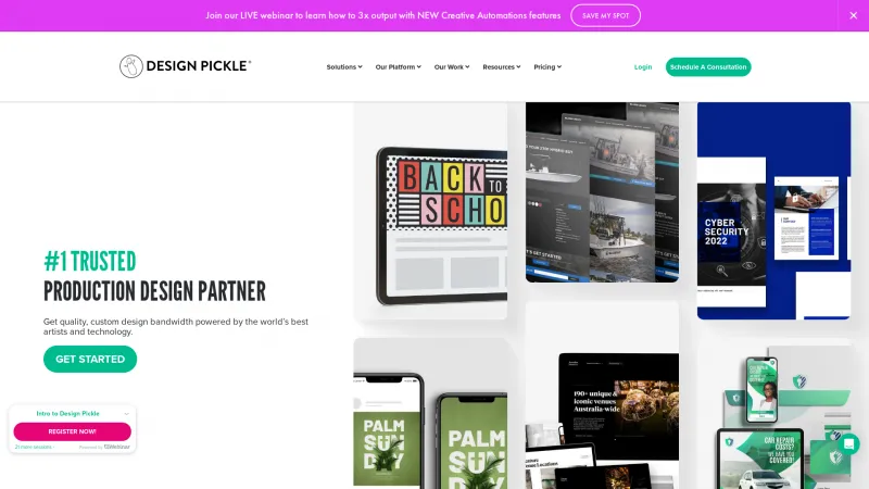 Homepage of Design Pickle