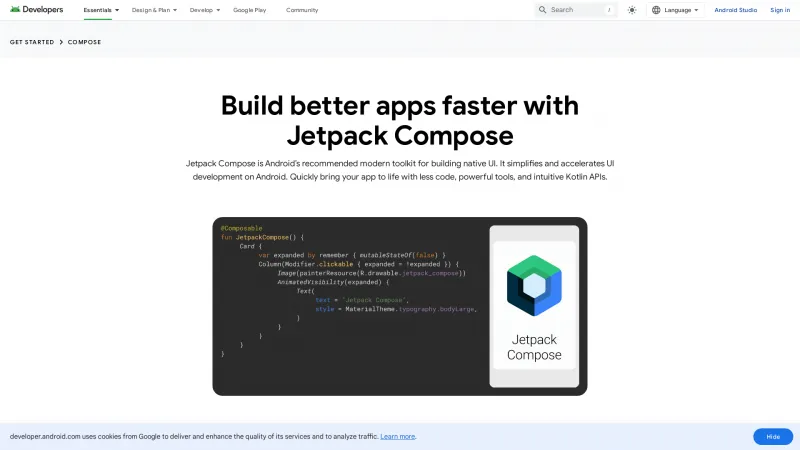 Homepage of Jetpack Compose