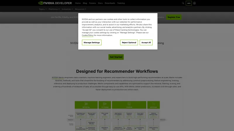 Homepage of NVIDIA Merlin