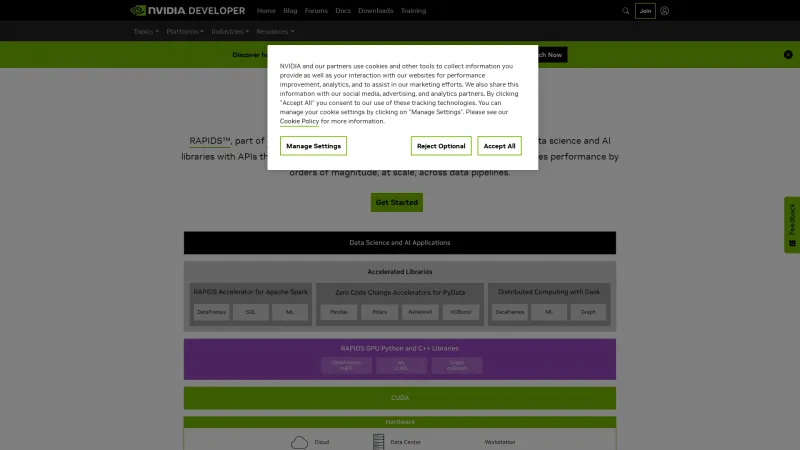 Homepage of NVIDIA RAPIDS