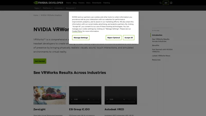 Homepage of NVIDIA VRWorks