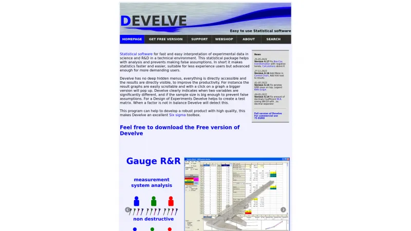 Homepage of Develve