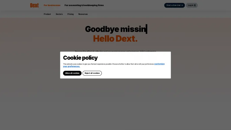 Homepage of Dext Prepare