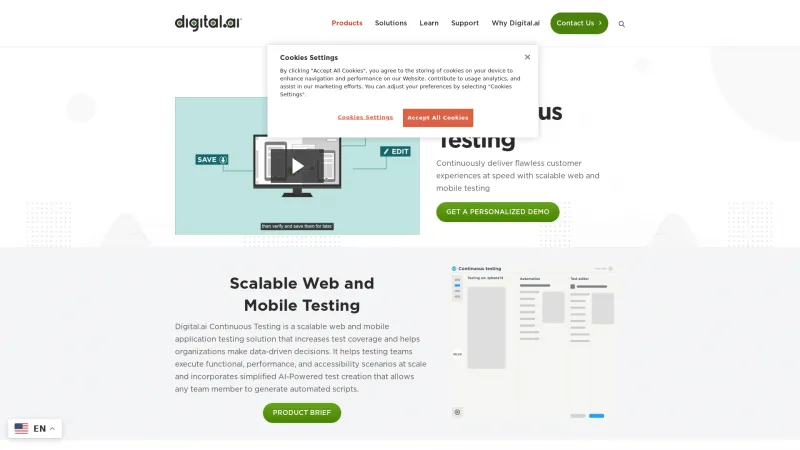 Homepage of Digital.ai Continuous Testing