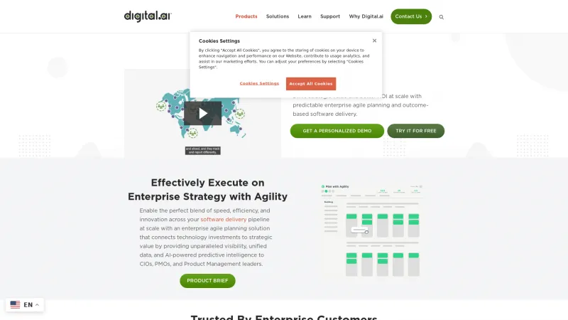 Homepage of Digital.ai Agility