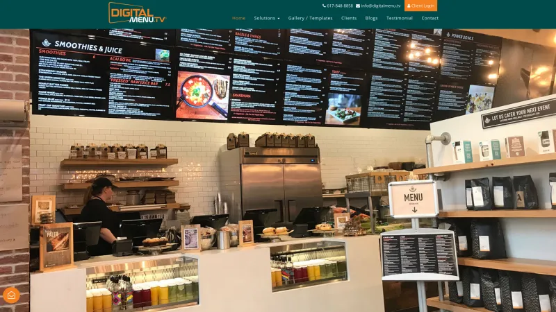 Homepage of Digital menu