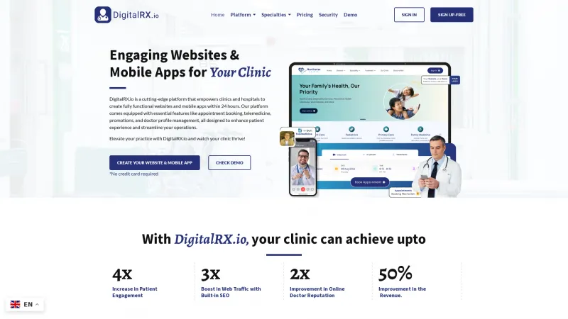 Homepage of DigitalRX.io