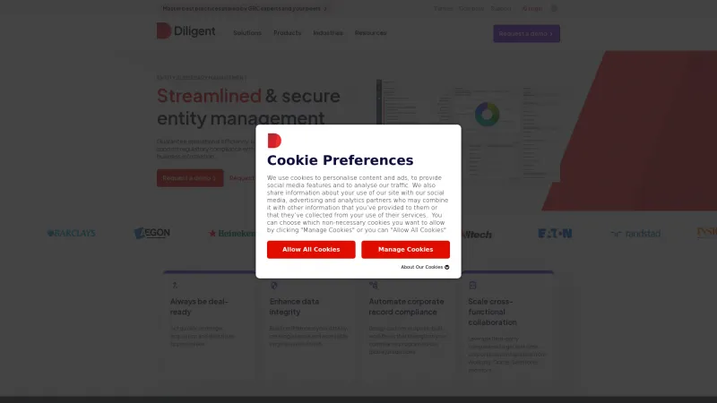 Homepage of Diligent Entities