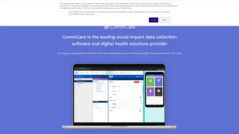 Homepage of CommCare