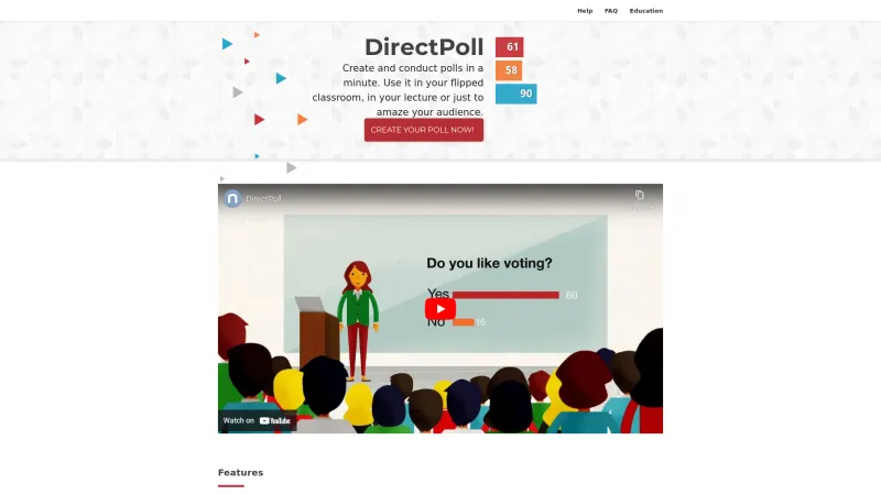 Homepage of DirectPoll