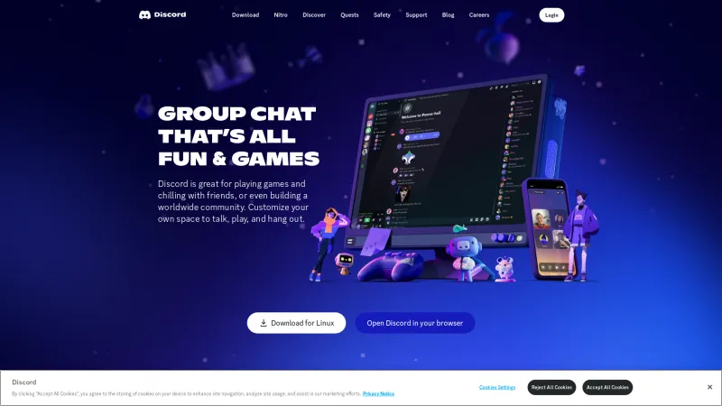 Homepage of Discord