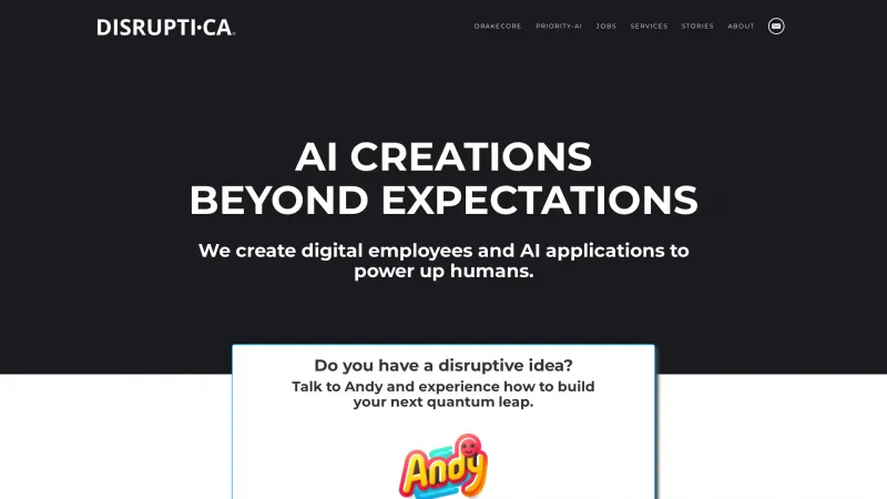 Homepage of Disruptica