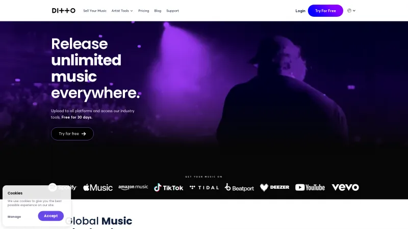 Homepage of Ditto Music