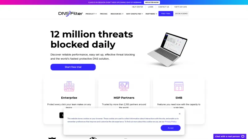 Homepage of DNSFilter