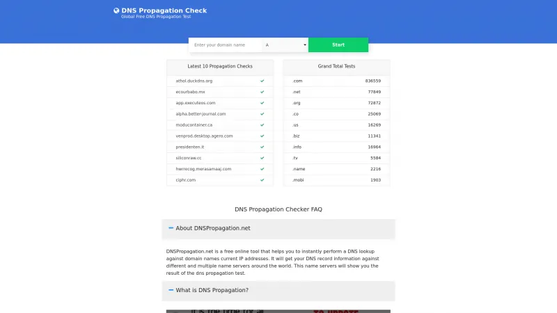 Homepage of DNSPropagation.net