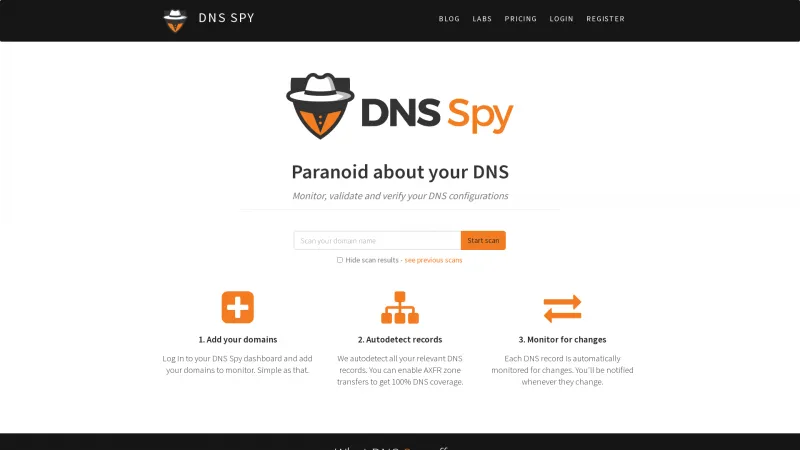 Homepage of DNS Spy