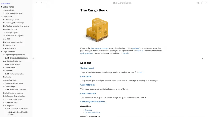 Homepage of Cargo